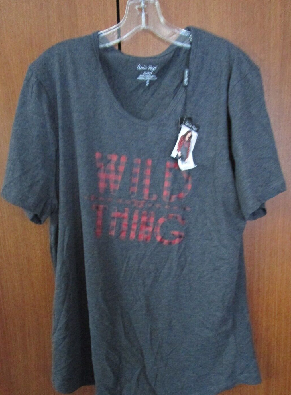 New Charlie Paige Wild Thing Tee Sz 2X Curvy Cotton Poly Bust 45 Length 29.5 in