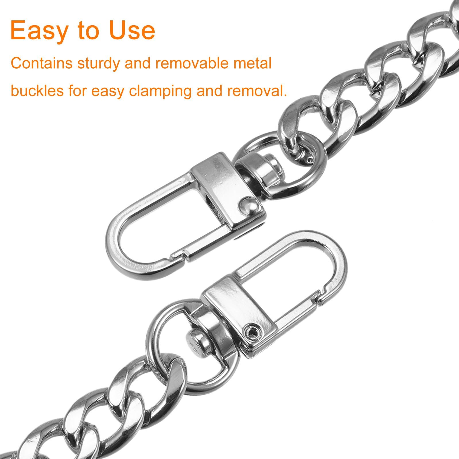 Iron Flat Chain Strap 16″ Handbag Chains Purse Straps DIY Replacement Silver