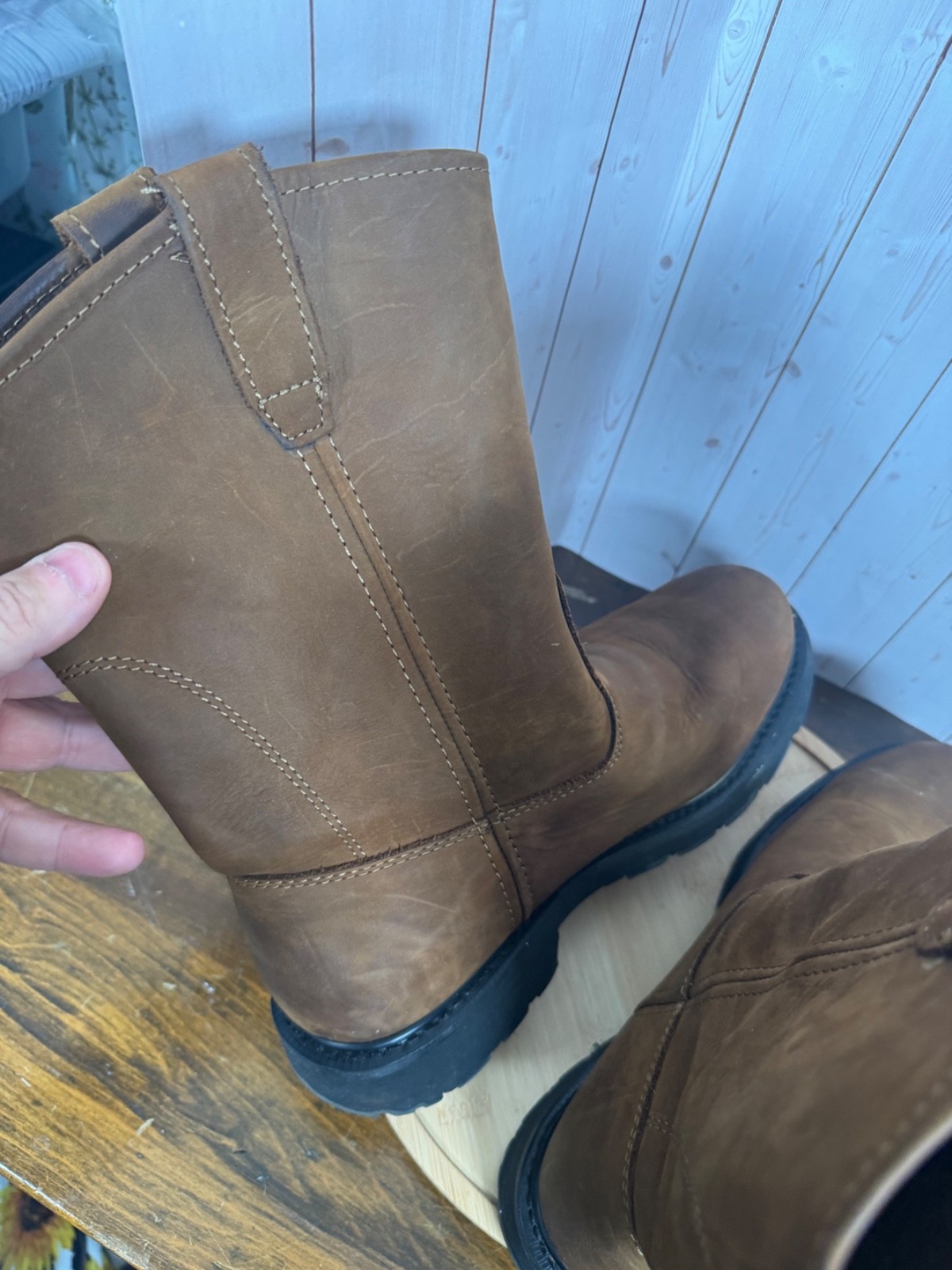 Wolverine W04727 Wellington Brown Leather Work Boots Size 11 Oil Resistant
