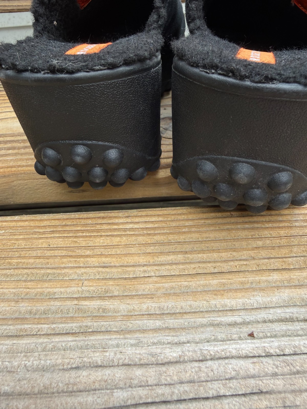 Rocket Dog Womens 9 Black Suede Faux Fur Sherpa Lined Chunky Platform Clogs