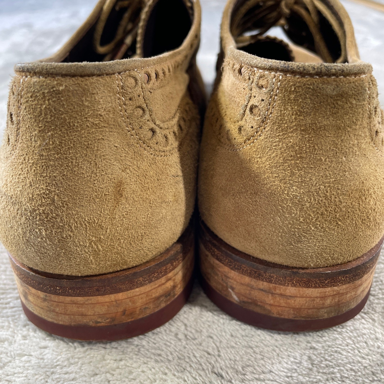 Magnanni Wingtip Brogue Oxford Shoes Mens 12 Tan Suede Office Career Luxury