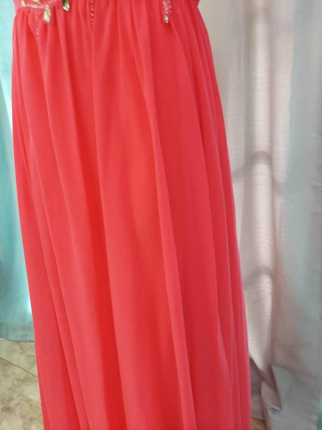 **Intrigue Co. Sz 18 Fushia Pink Gem Accent Prom Dress seetrough Overlay **
