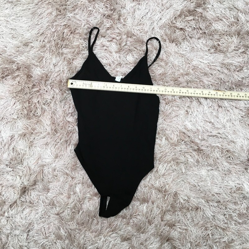 BP Womens One Piece BodySuit Black Stretch V Neck Spaghetti Strap M New Tankini