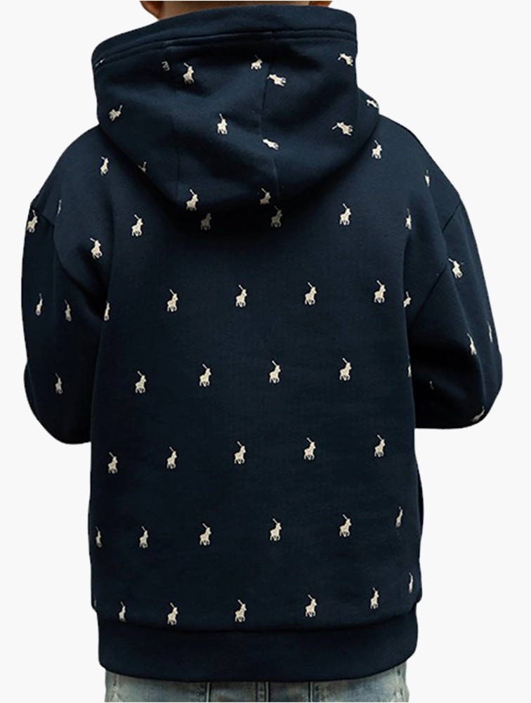 💥Ralph Lauren Embroidered Pony All Over Logo Hoodie 💥Boys Size M
