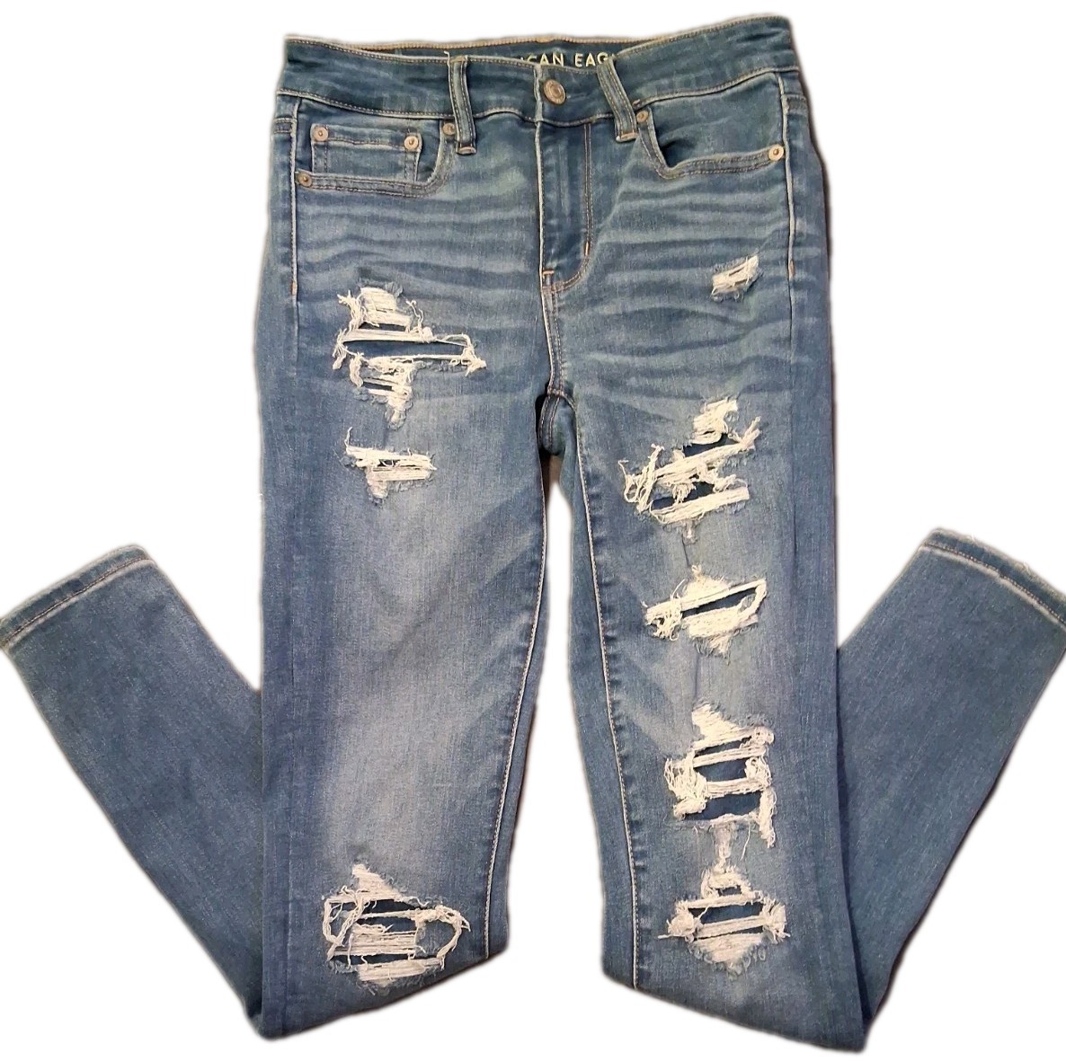 American Eagle Next Level Jeans Womens 2 Distressed High Rise Jegging Stretch