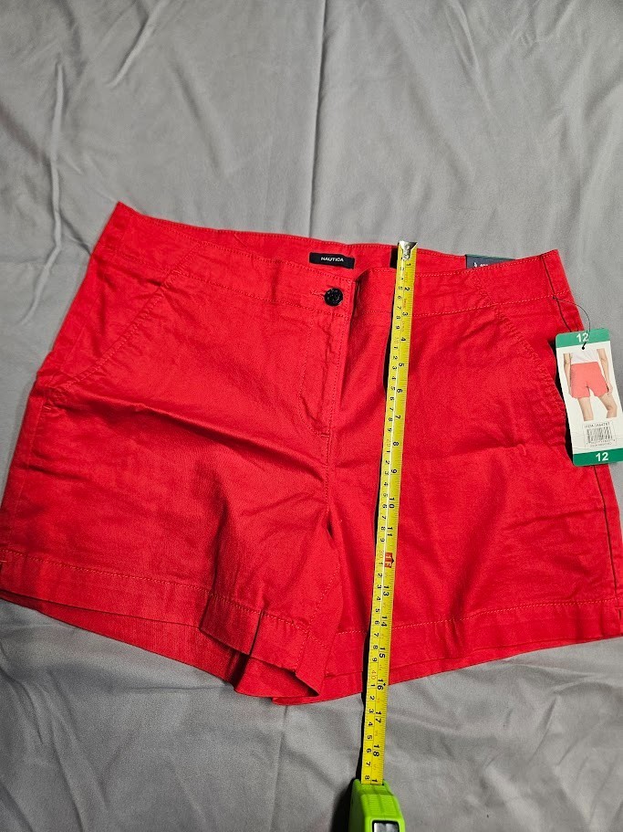 Nautica Cotton Stretch Twill Shorts Red size 12 New with Tags