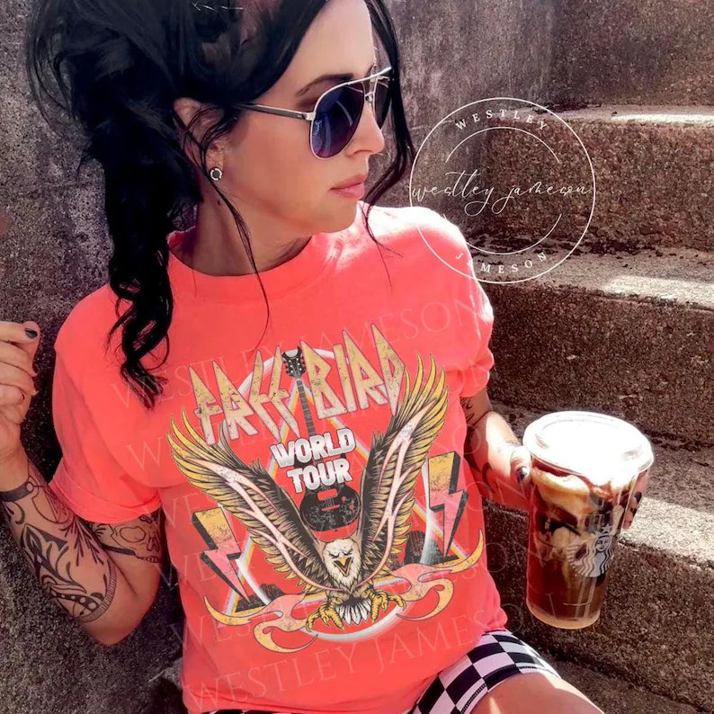 Free Bird Comfort Tee Vintage Distressed Style Soft Shirt