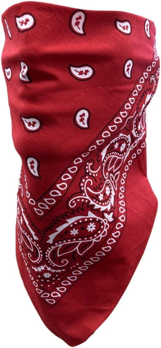VELCRO®Brand ADJUSTABLE RED PAISLEY FACE WIND Blocker BIKER Ski BANDANA HANDMADE