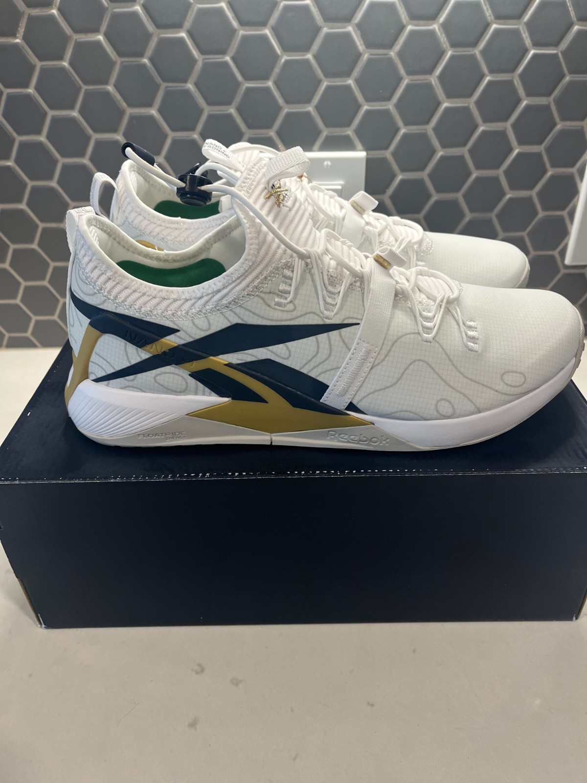 Men’s Reebok Nano X1 Froning Training Sneaker (White/Blue/Gold)