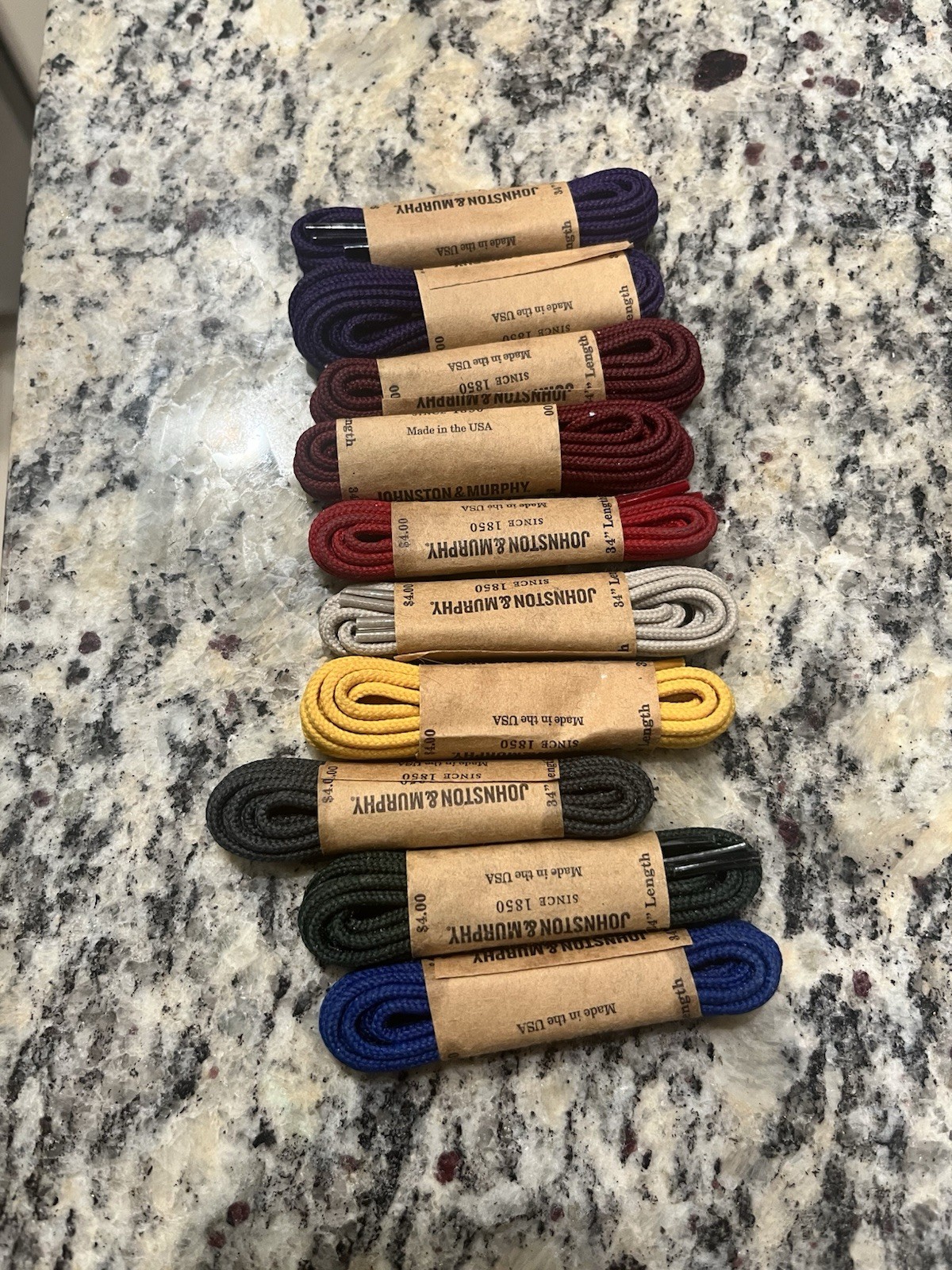 10 Pair Lot Johnston Murphy dress Shoe Laces 34” Colored Marron Red Purple Blue