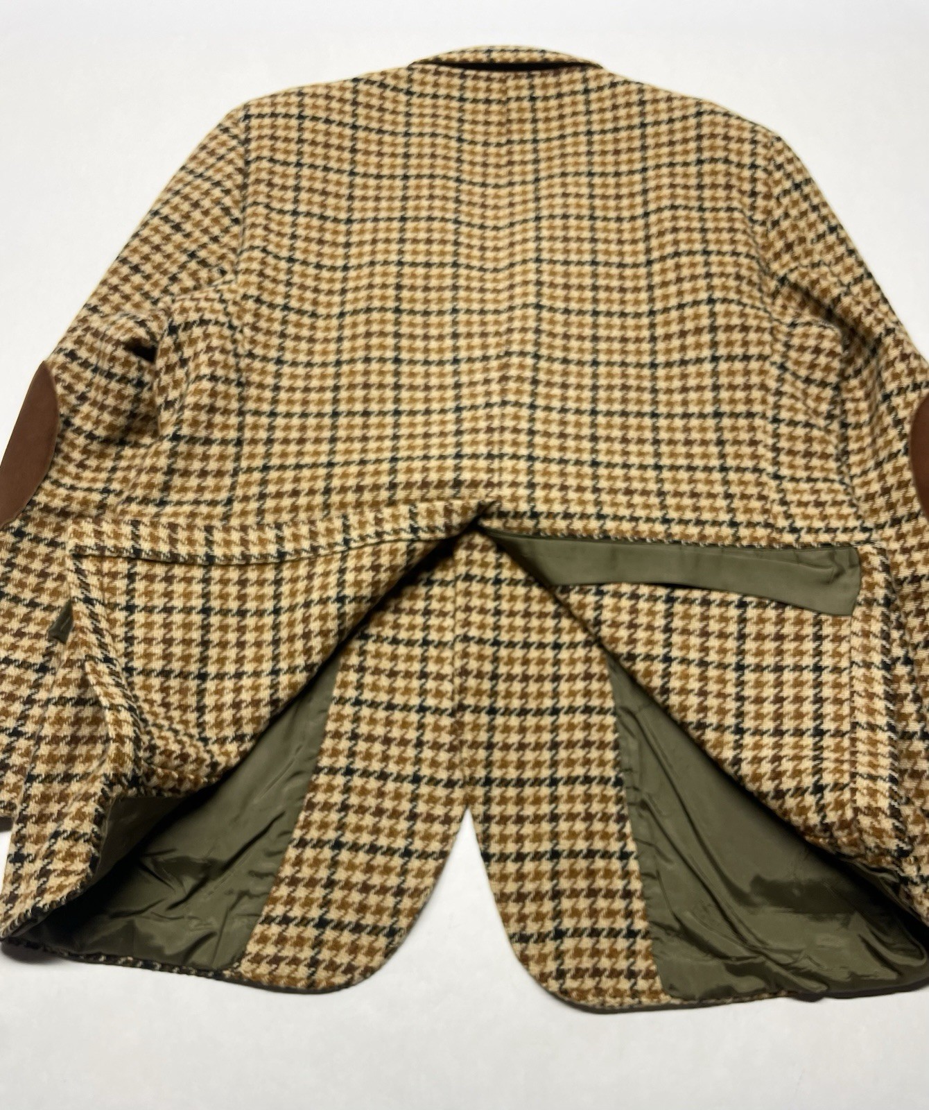 VTG Brown Plaid Elbow Patches Blazer Jacket Men 44” Preppy Hipster Retro 70s 80s