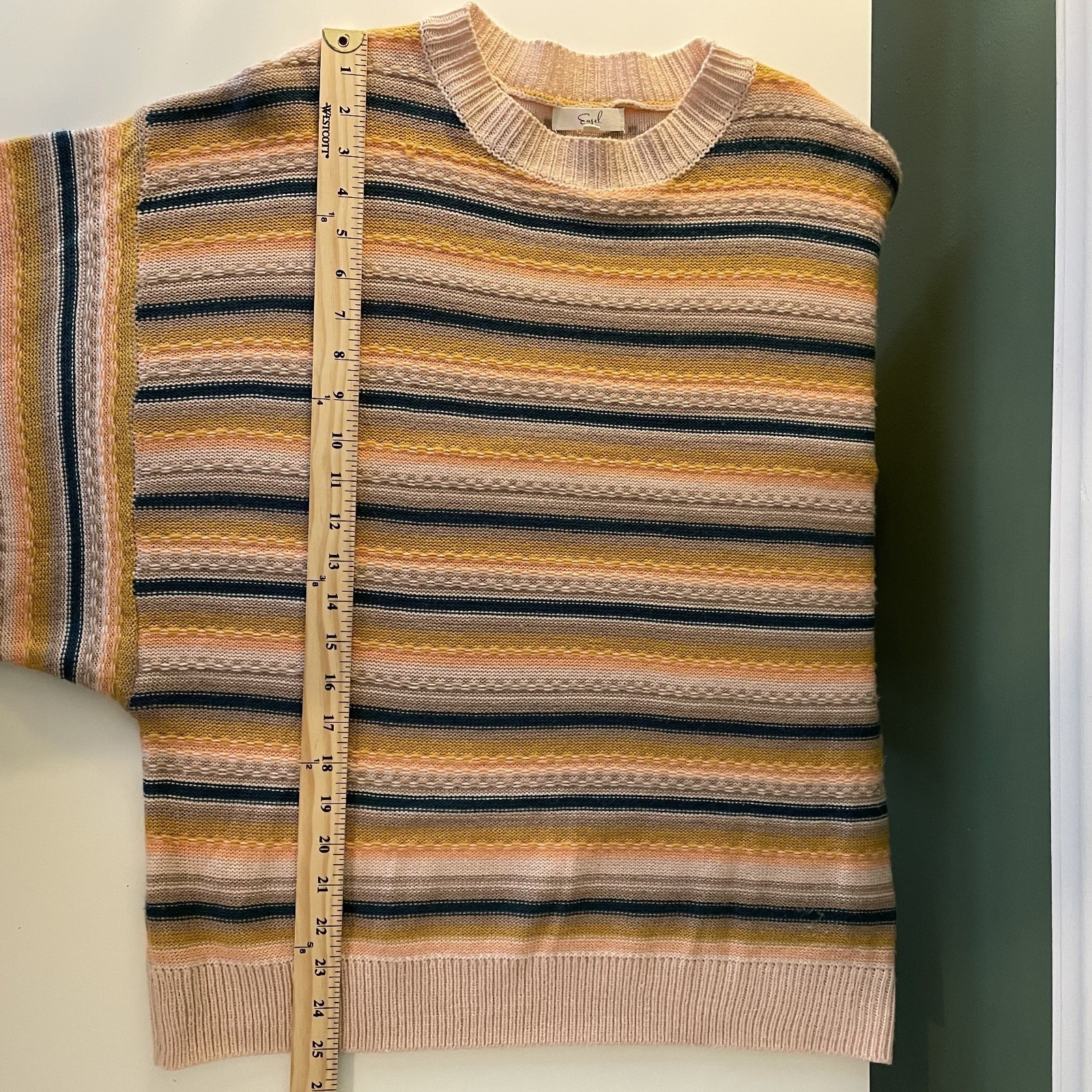 Easel Striped Oversized Slouchy Knit Sweater Size S Boho Casual Travel Lounge