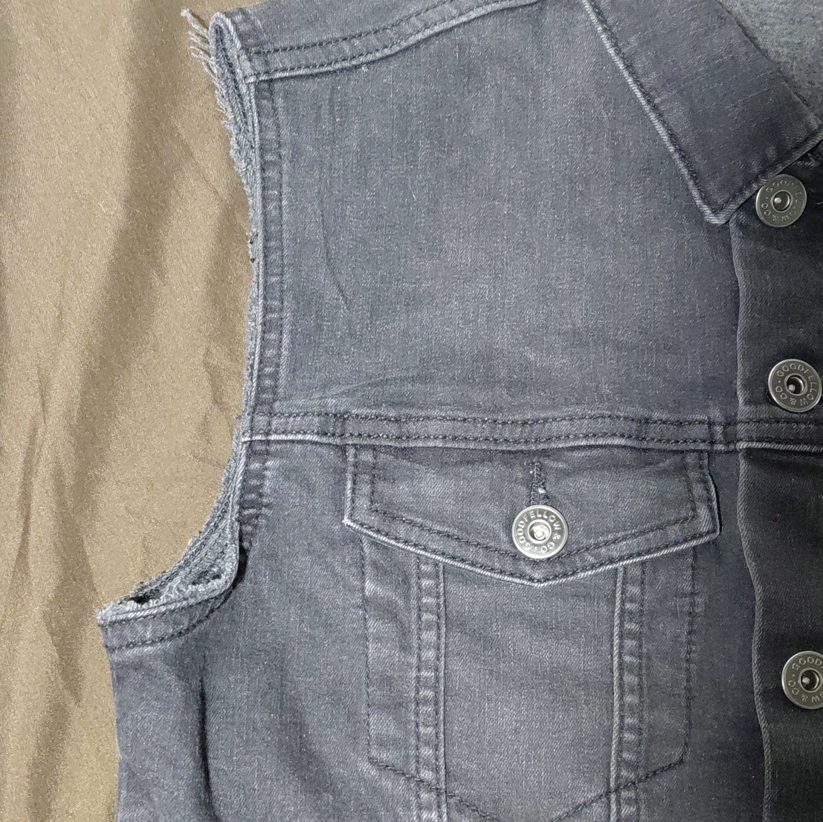 Y2k Goodfellow & Co Black Jean Button Down Vest with Cutoff Sleeves Men’s Sz Sm