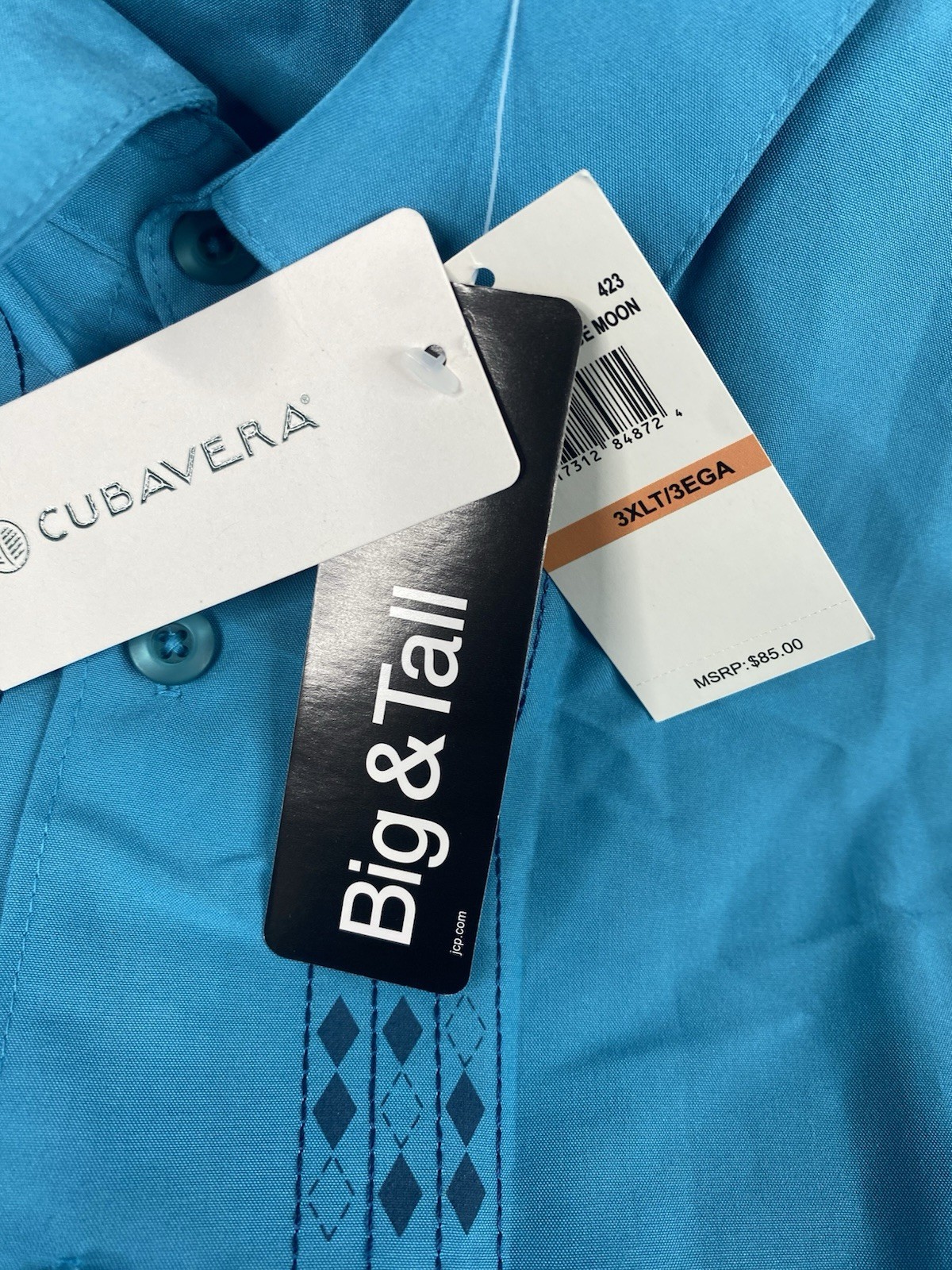 Cubavera Big & Tall Blue Moon Button Down Short Sleeve Collared Shirt Men’s 3XLT