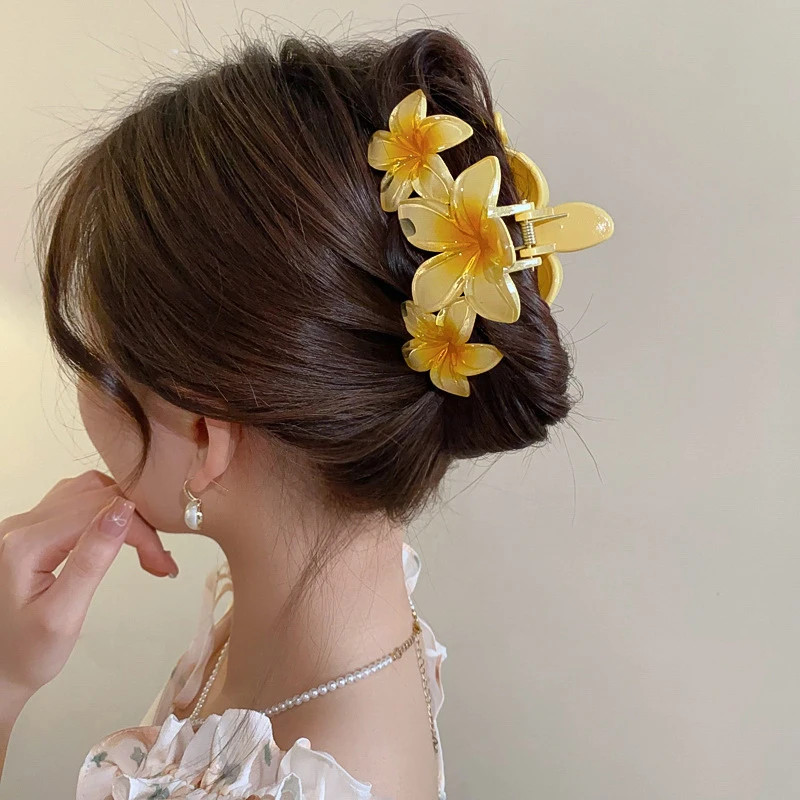 Acrylic Flower Hair Claw Clip Gradient Egg Summer Beach Women Girls Accessories