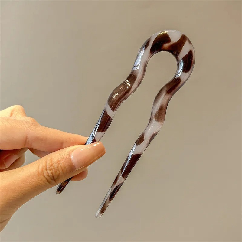 U-Shaped Hair Fork Tortoiseshell Acetate Acrylic Hairpin Fashion Hair Stick