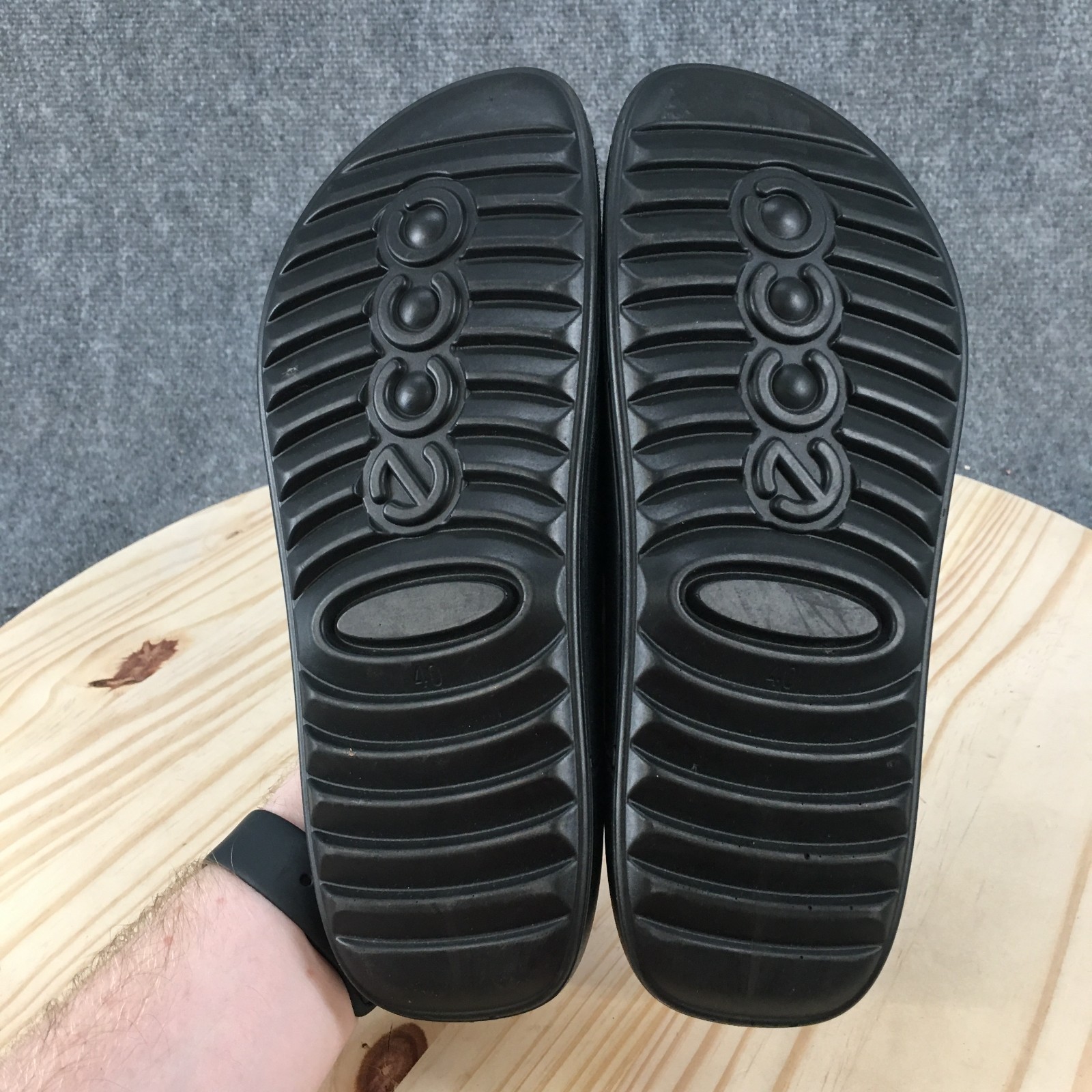 ECCO 2nd Cozmo Sandals Womens 40 Casual Slip On One Band Slide Black Leather