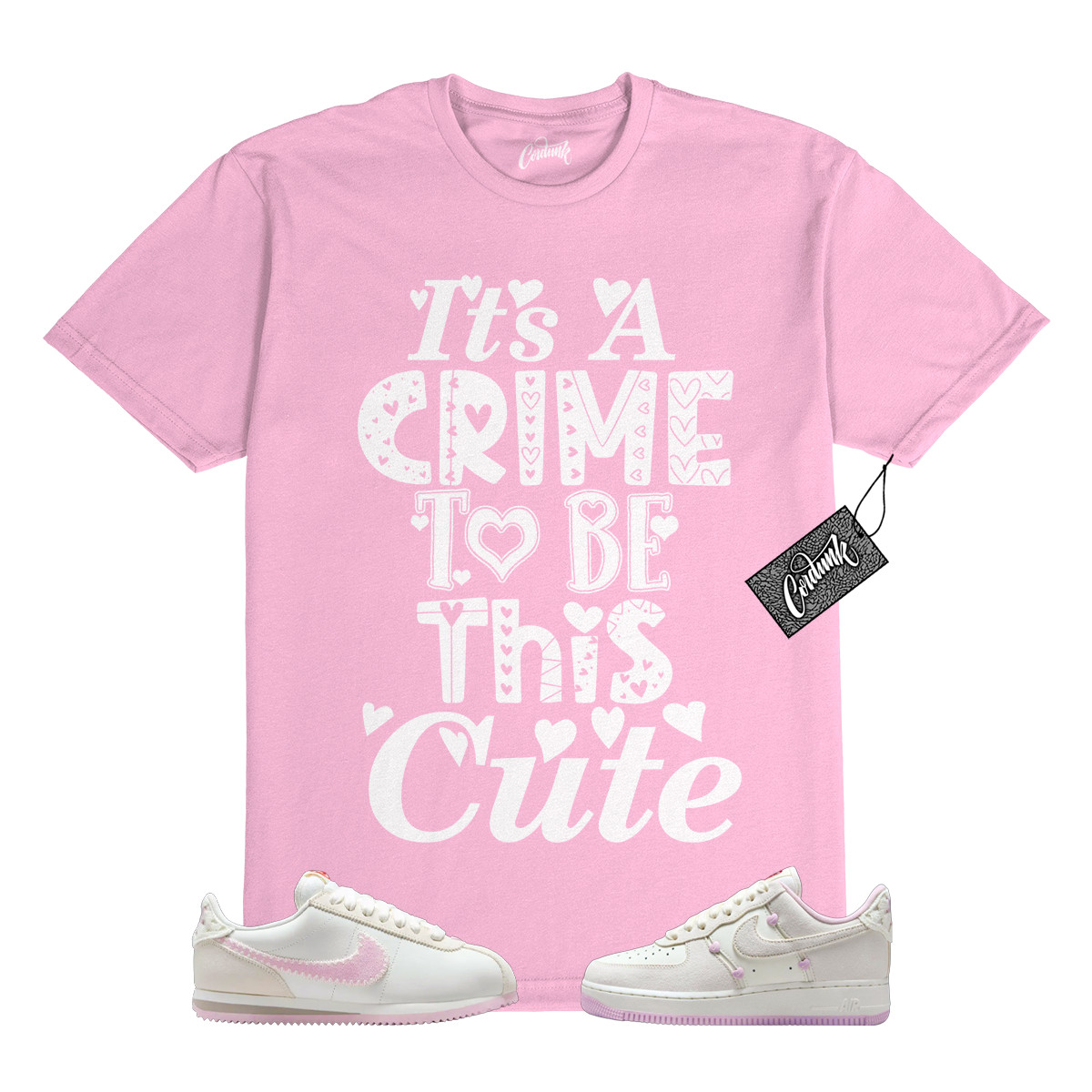 Air Force 1 Valentine’s Day Cortez Pink Foam T Shirt Match CC1
