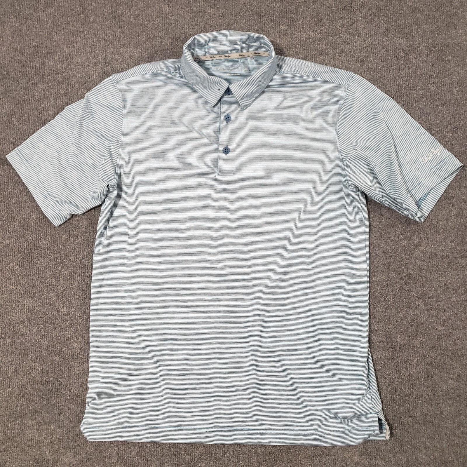Walter Hagen 11 majors polo men’s small striped blue poly spandex blend