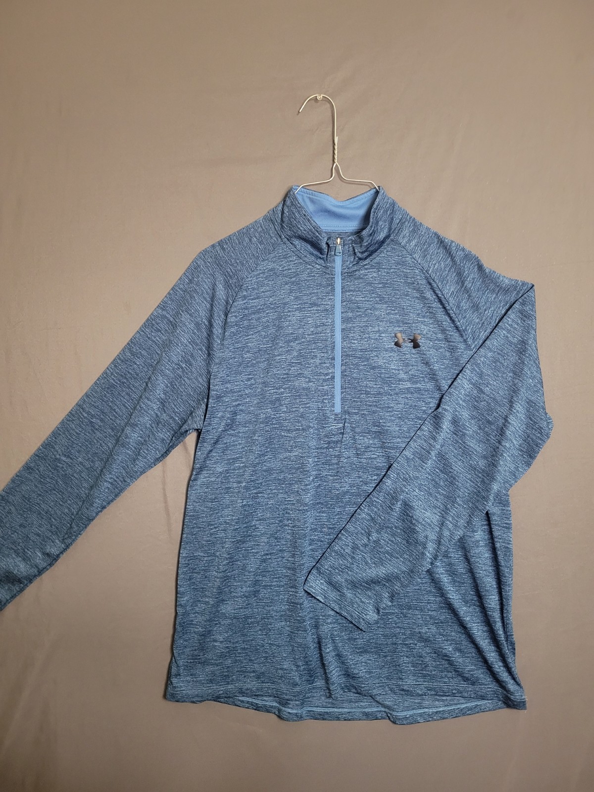 Under Armour Men’s L Blue Loose HeatGear 1/4 Zip Mock Neck Pullover Shirt