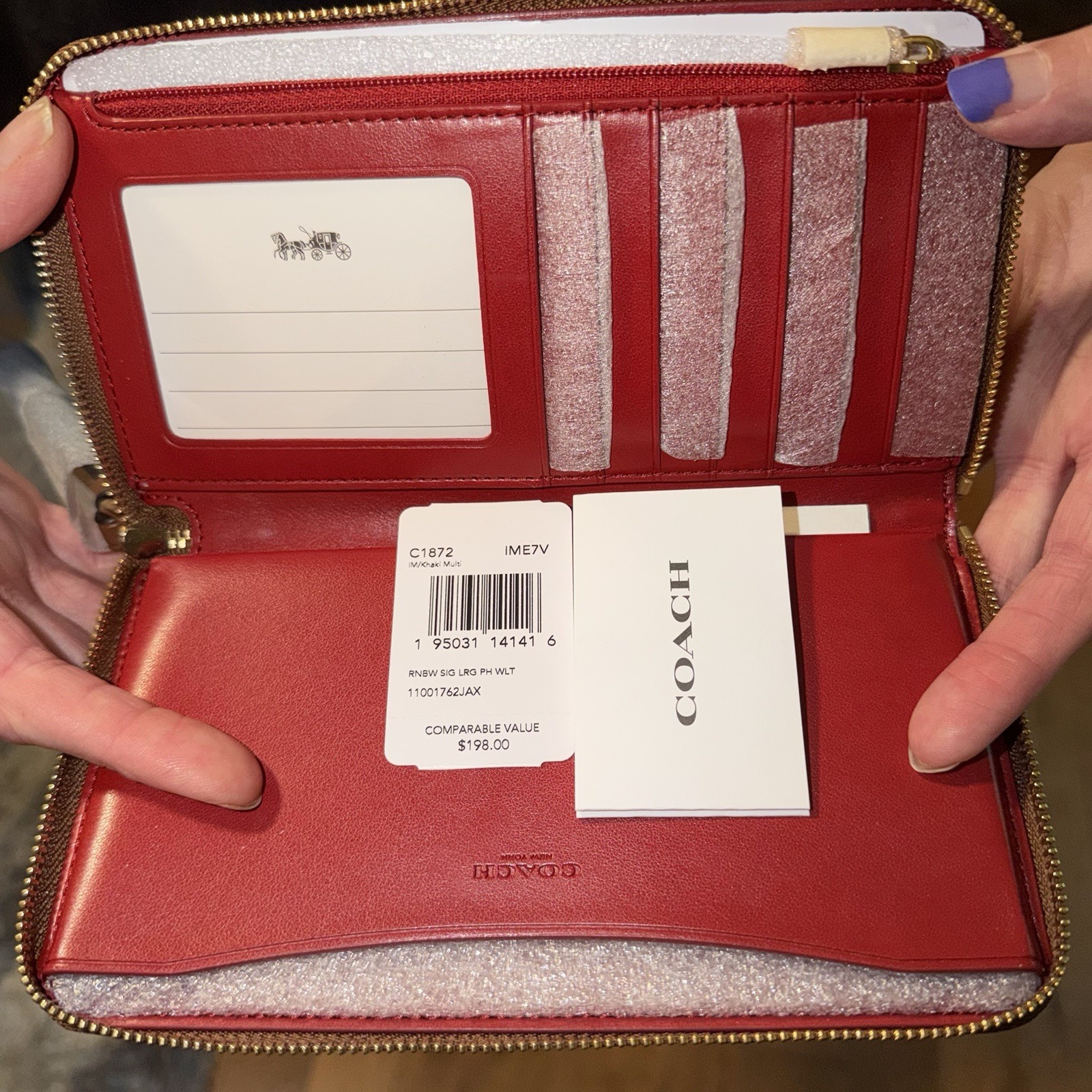 Coach Large Ltd Ed Pride Logo Tote Brown/Red Red Lining Zipper w/ Wallet