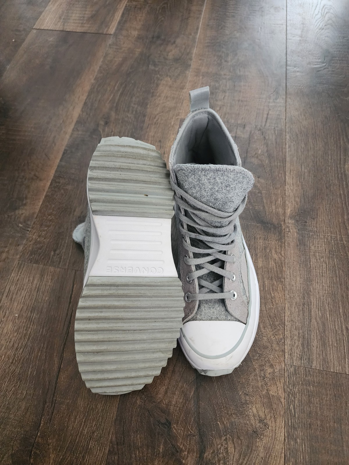Converse Run Star Hike High Top Sneaker Black Ice Ash Stone Gray White Lace
