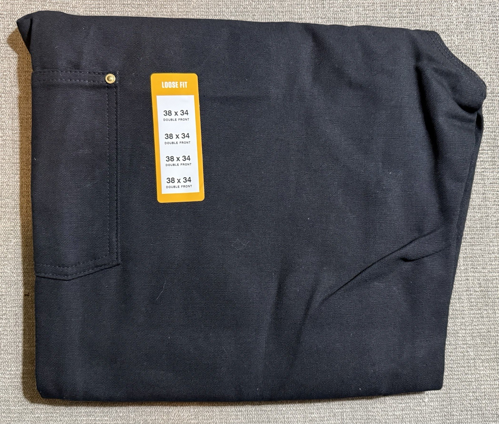 Carhartt B01 BLK Men’s Loose Fit Firm Duck Double Front Utility Work Pants 38X34