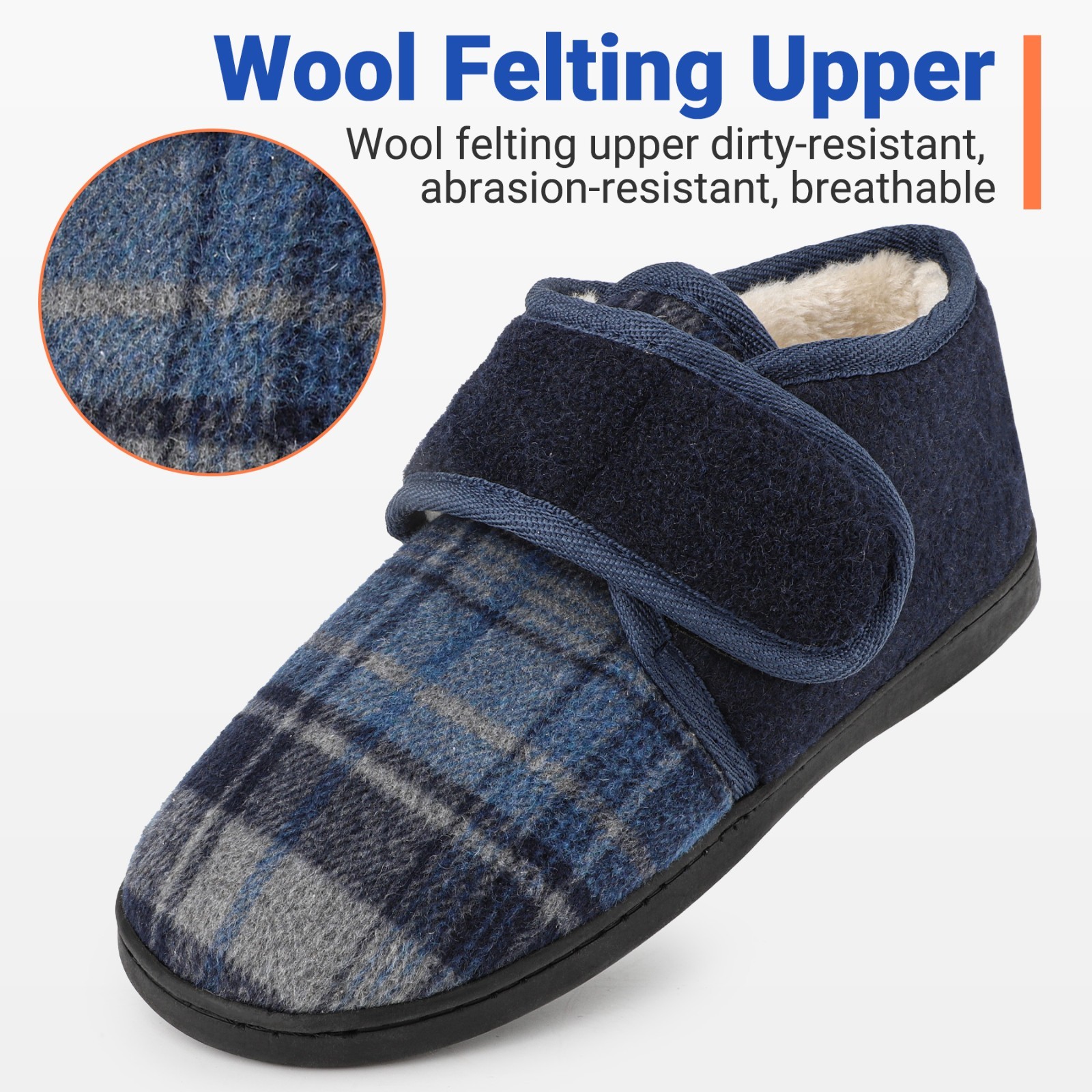 riemot Mens Warm Winter Slippers Non-slip Swollen Feet Edema House Shoes