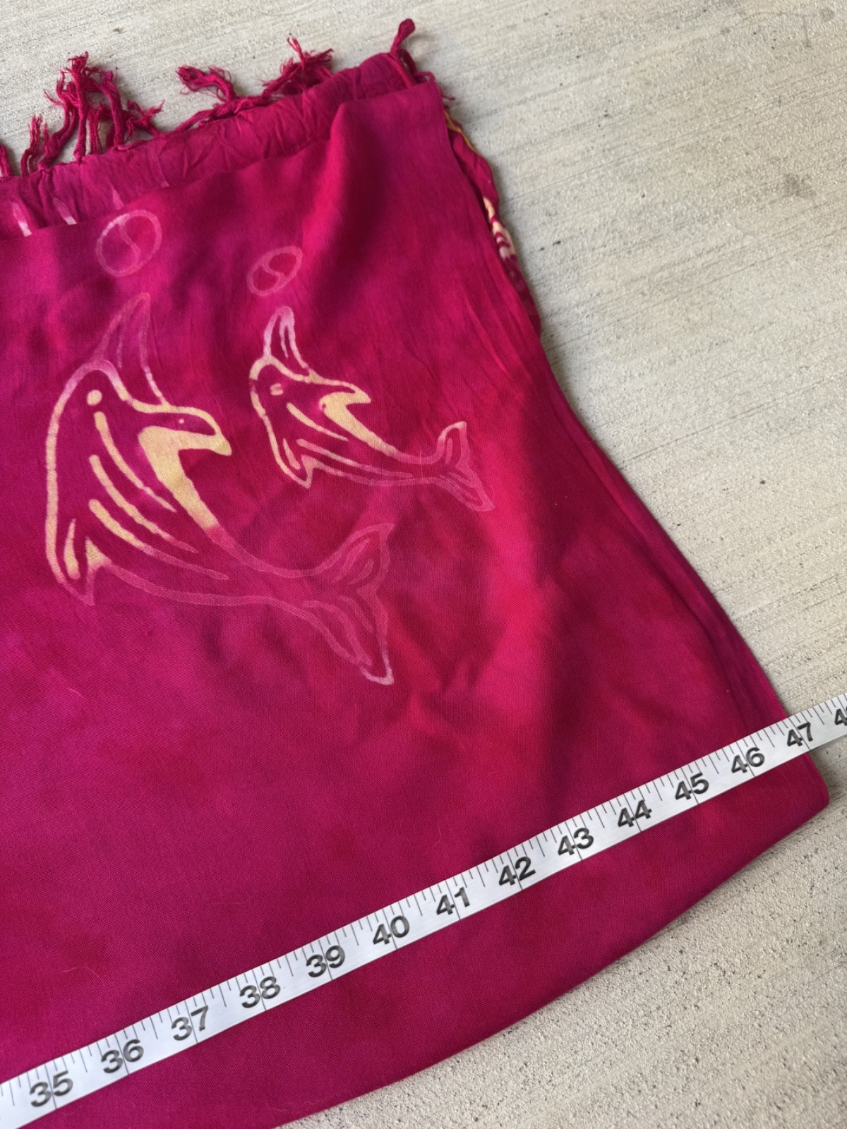 One Size Hot Pink Dolphin Print Swim Cover-Up Sarong Wrap Summer Beach Skirt