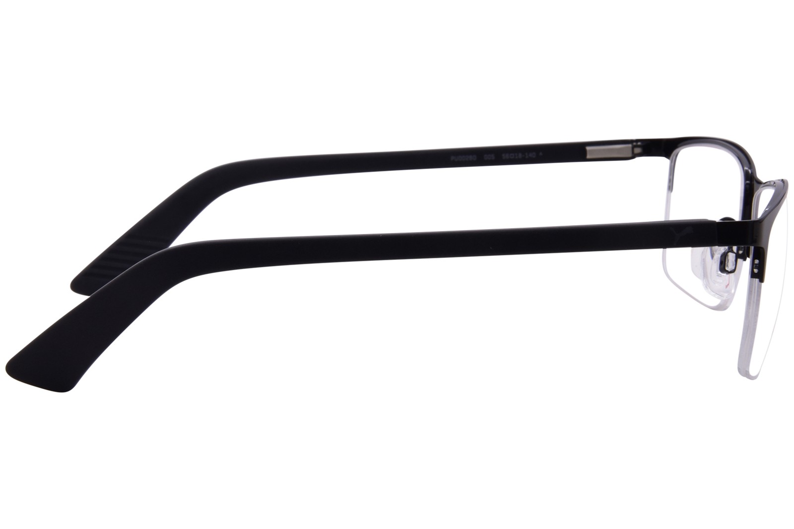 Puma PU0028O 005 Eyeglasses Frame Men’s Black Semi Rim Rectangle Shape 56mm