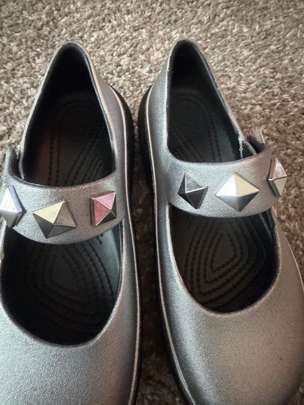 Crocs Stomp Silver Platform Mary Jane Shoes Sz W 6 – M 4