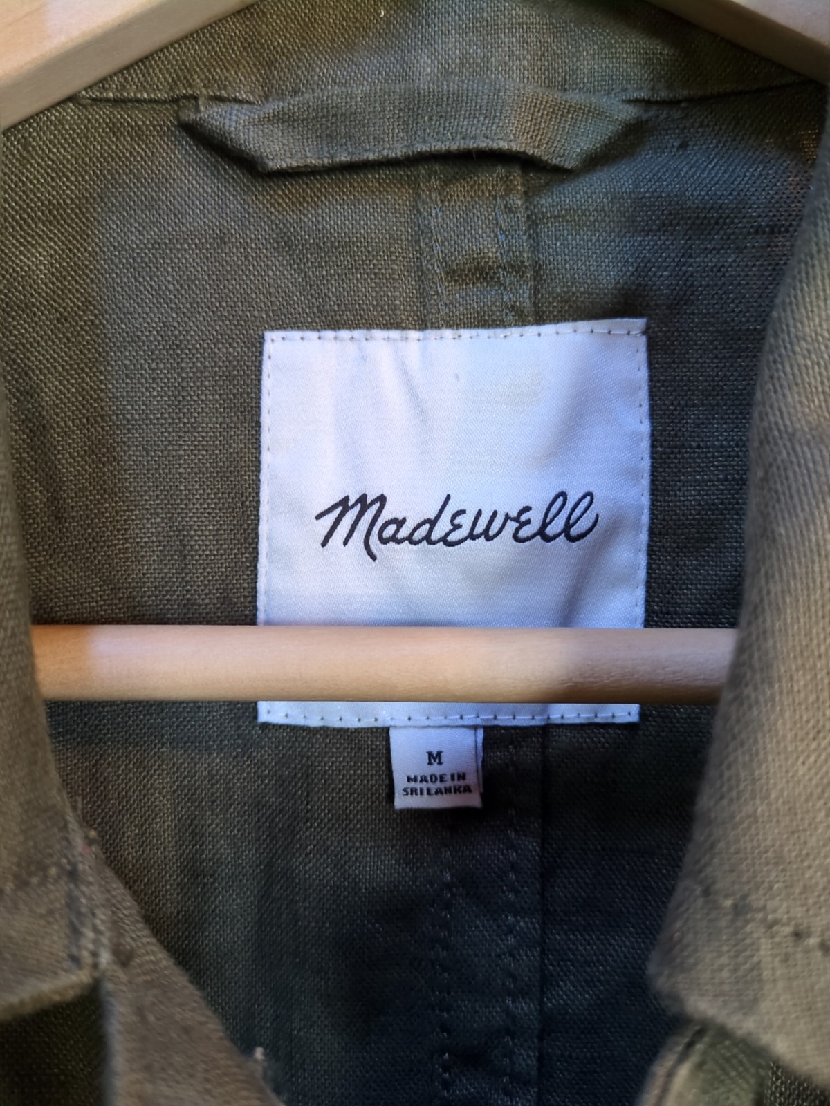 Madewell 100% Linen Medium Olive Green Long Jacket Duster Coat Lagenlook Trench