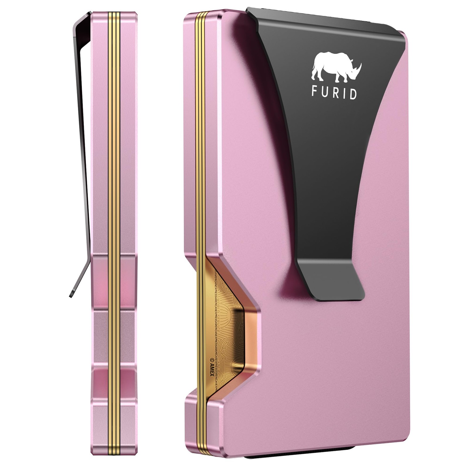 Minimalist Card Wallet for Men Slim: Rfid Metal with Standard, Pink