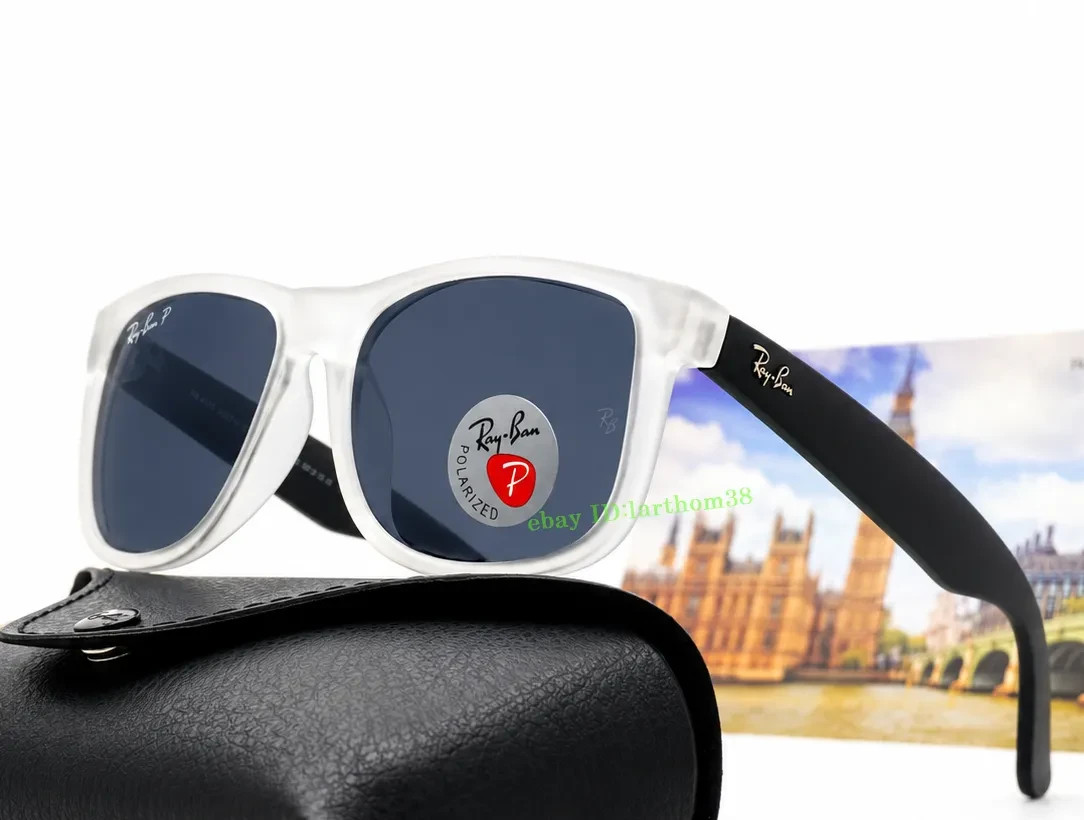 Ray-Ban RB4165 Justin Polarized Square Sunglasses Grey Matte Transparent 54mm 3P