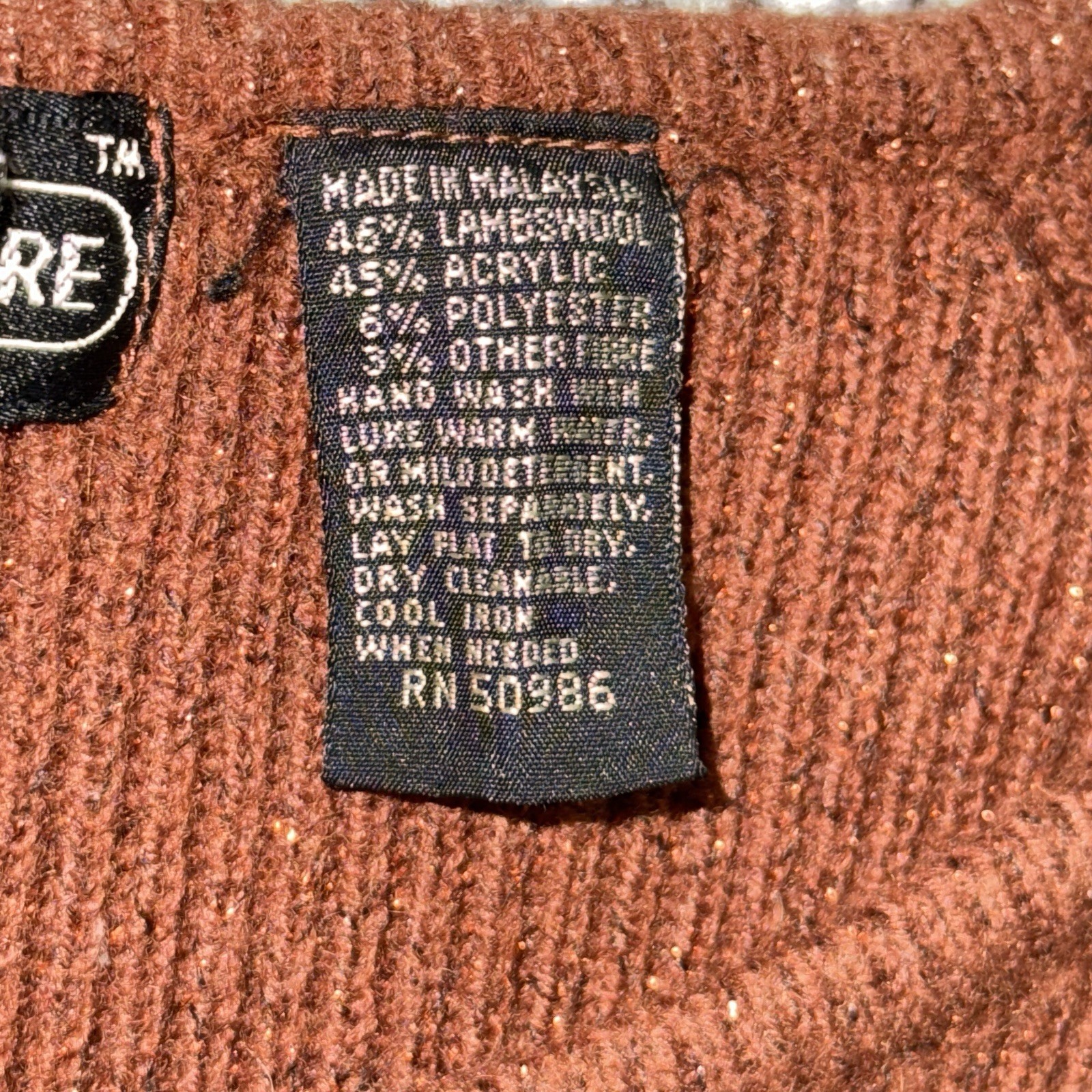 Vintage Jeanne Pierre Wool Blend Sweater Sz L Brown Sparkle Cottagecore 80s 90s