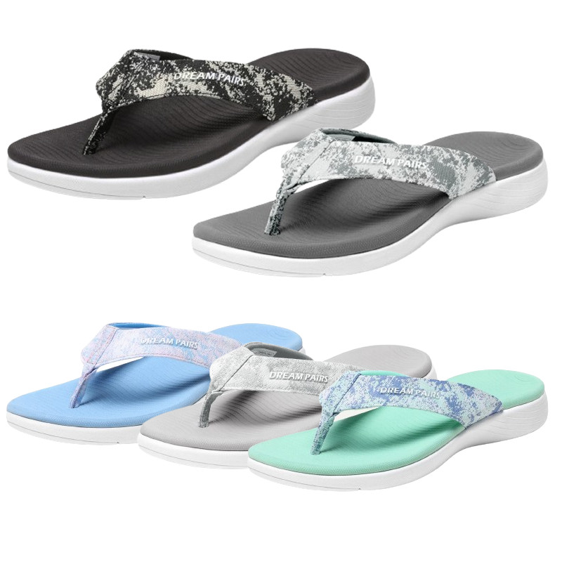 Women Arch Support Flip Flops Thong Sandals Outdoor Walking Beach Sandals
