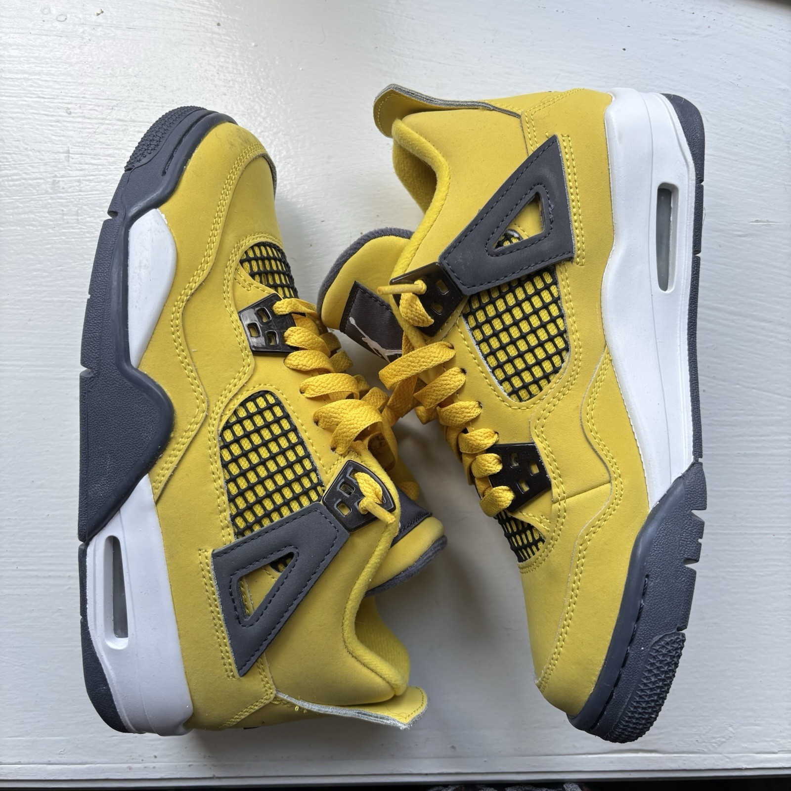 Jordan Air Jordan 4 Retro (GS) Kids 4.5Y Yellow/Gray Leather 408452-700