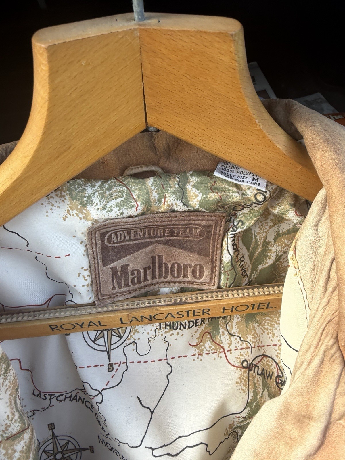 Vintage Marlboro Jacket Mens Medium Brown Leather Bomber Full Zip Casual Coat