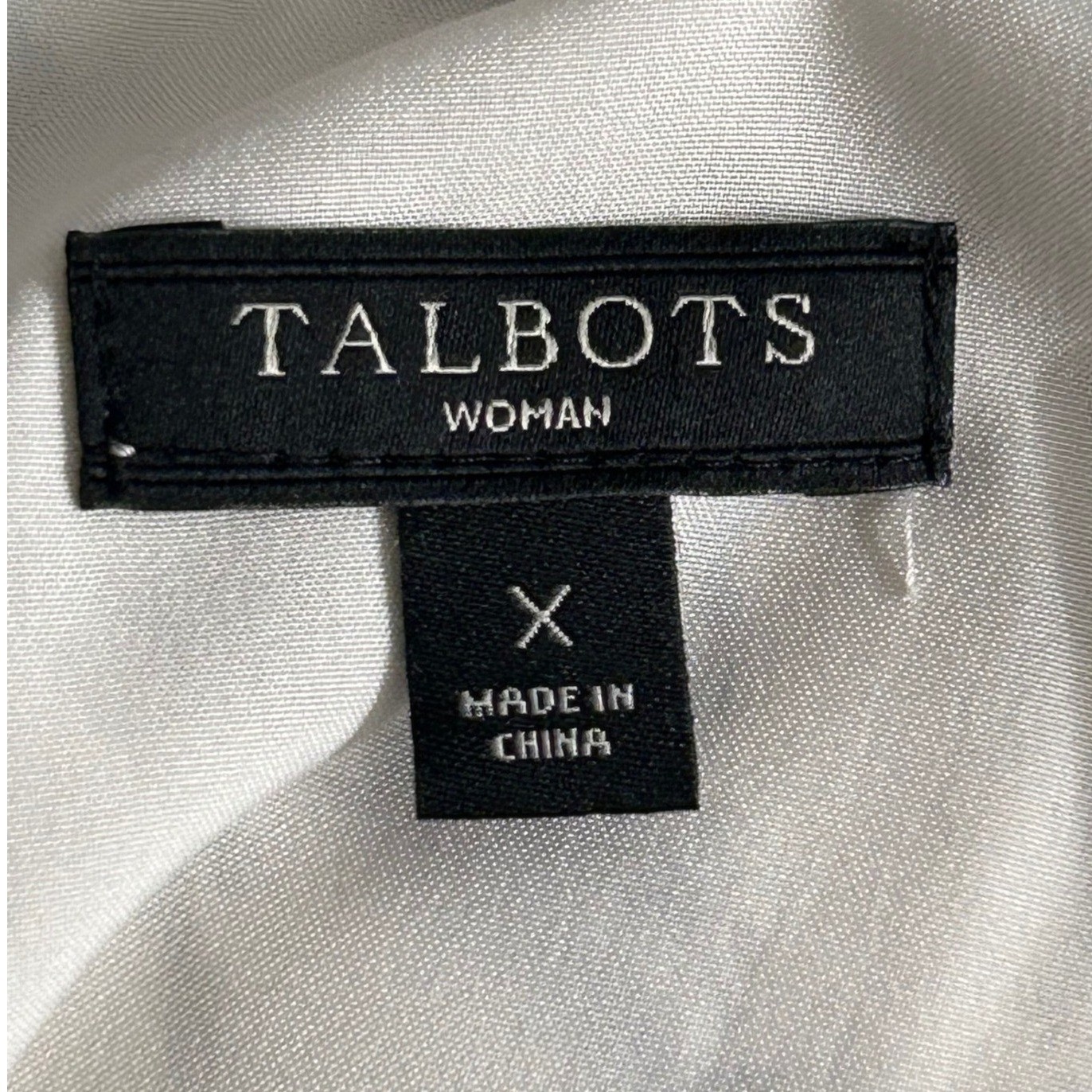 Talbots Womens Blouse Size X Fairy Flowy Boho Black Cream Sheer Bell Sleeve