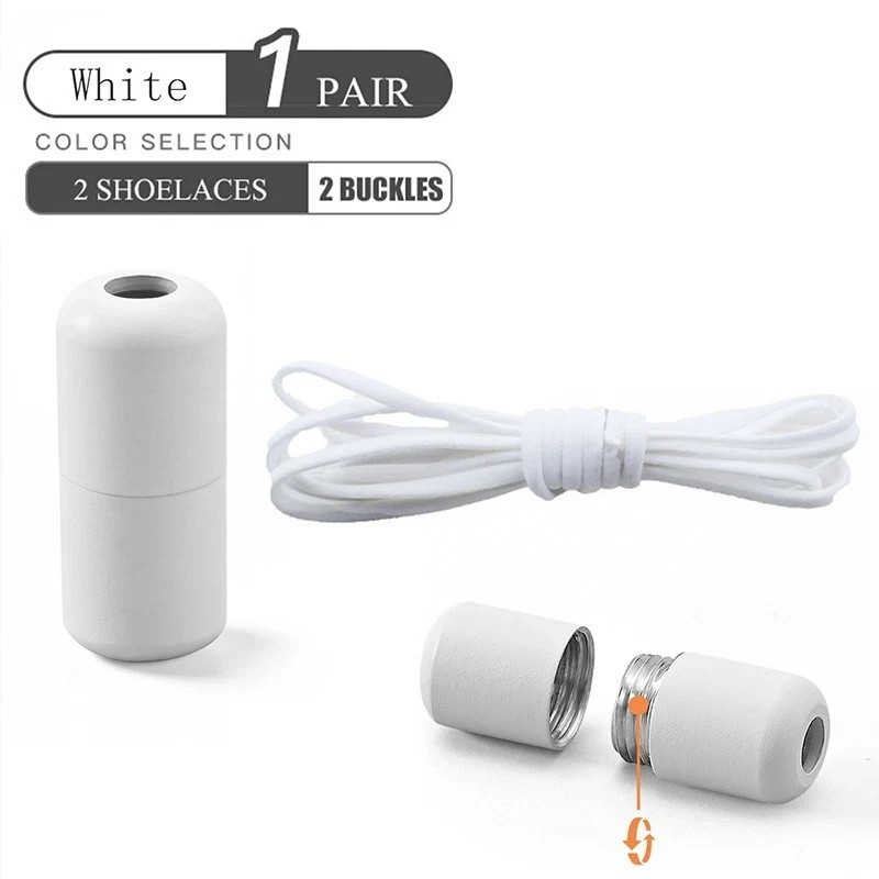 Elastic No Tie Shoelaces with Metal Lock Buckle – Quick Lock Lazy Laces for Kids