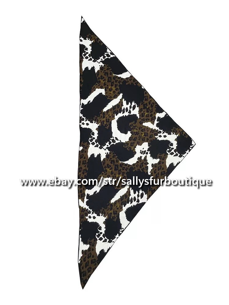Sallys Cashmere & Silk Wrap Scarf Leopard Print Large Triangle Shawl 210*120cm
