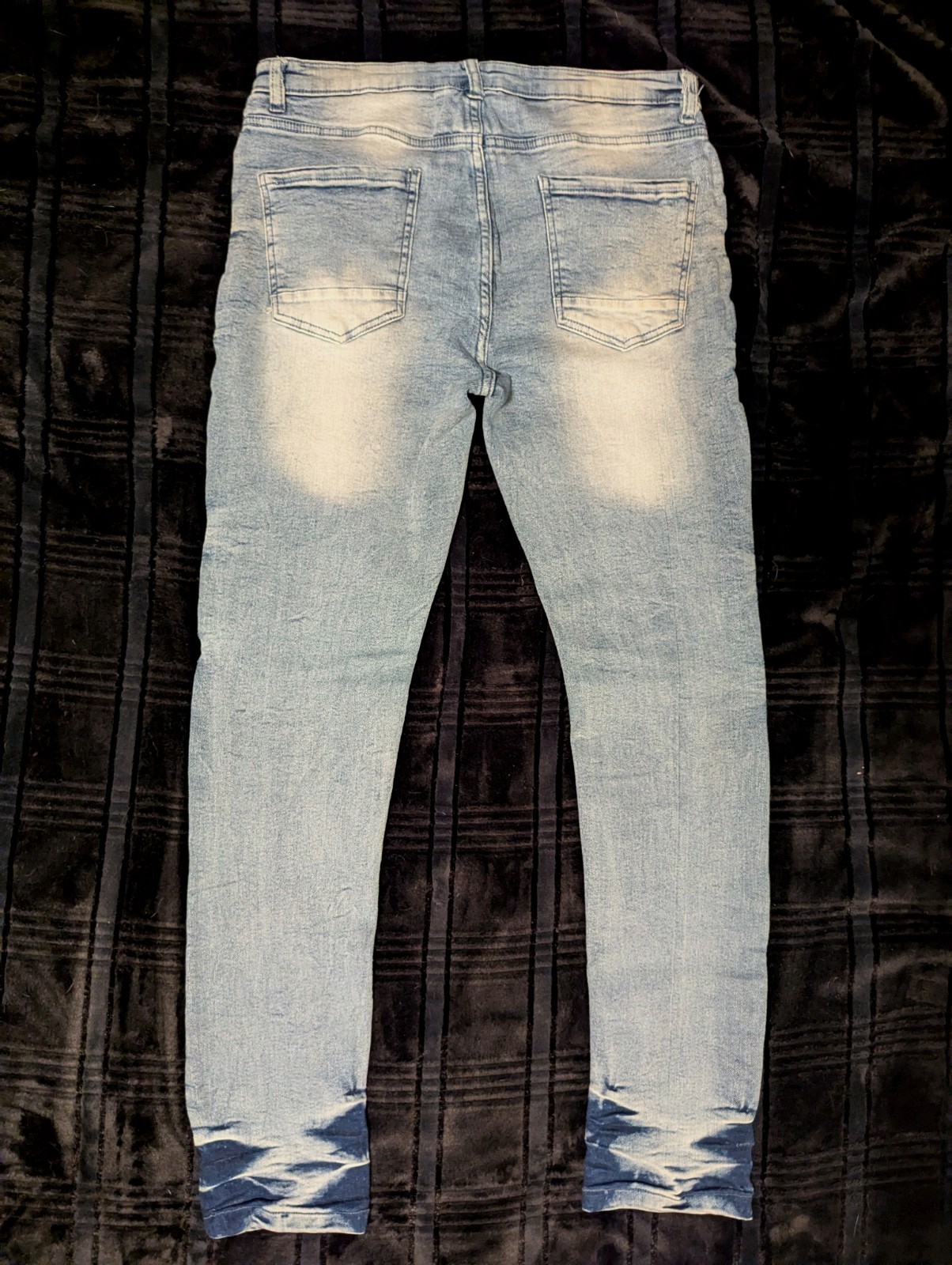 Reason Brand Men’s 36×32 Distressed Light Blue Faded Wash Stretchy Skinny Jeans