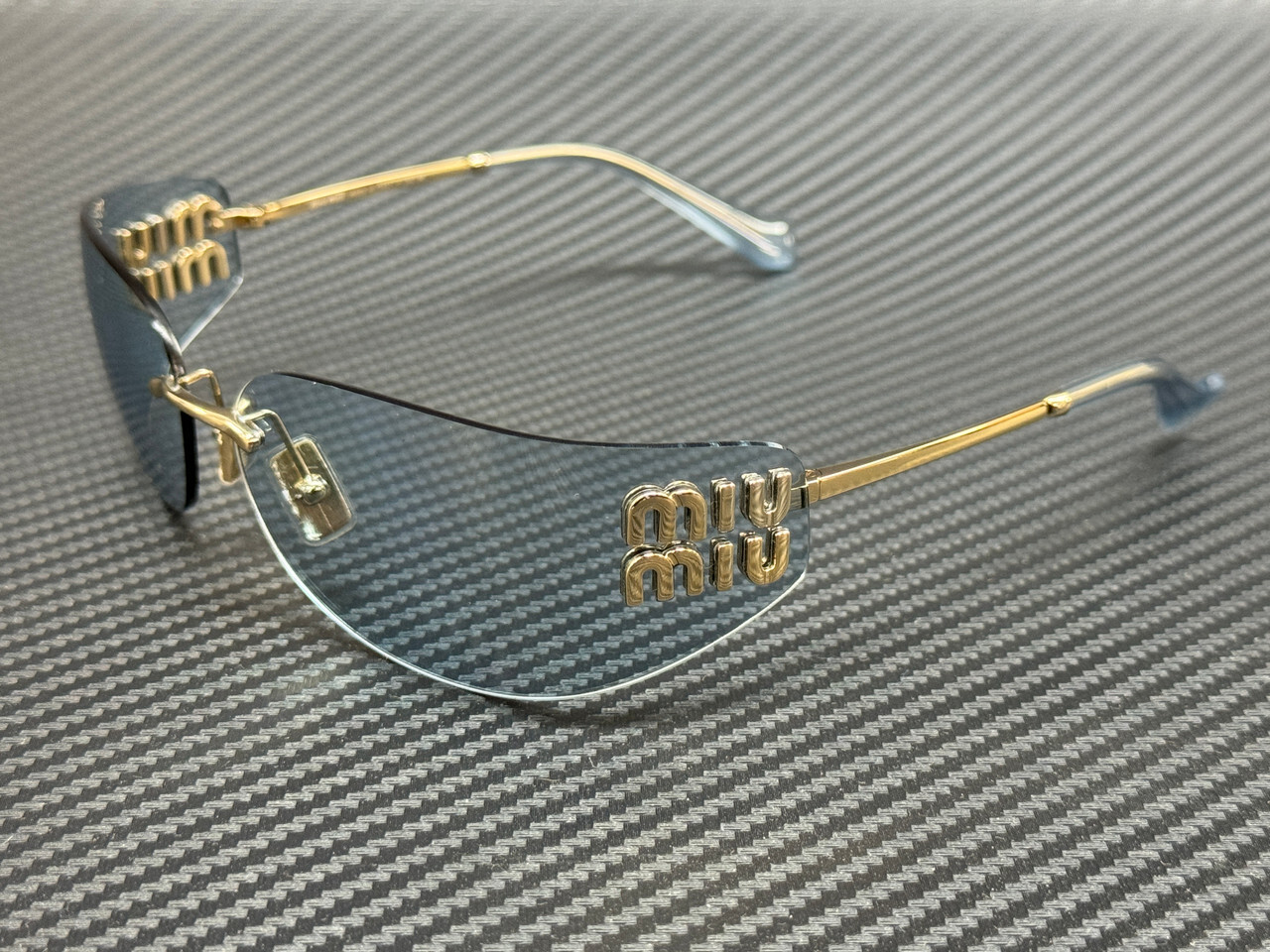 MIU MIU MU A51S ZVN10P Gold Blue Women’s 75 mm Sunglasses