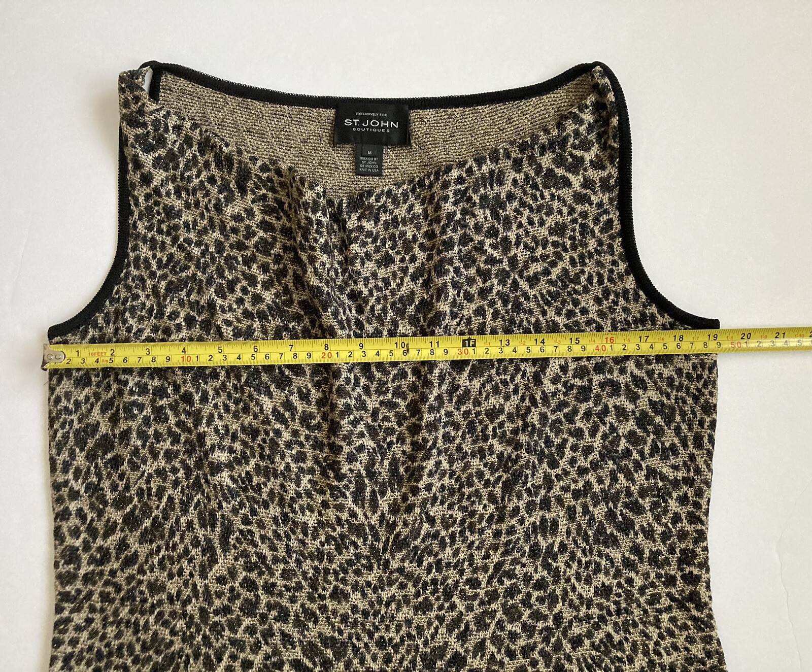 ST. JOHN Boutiques Animal Print Gold Metallic Knitted Tank Top Women’s Size M
