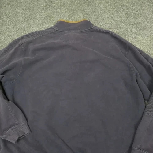 Antigua Sweatshirt Mens Large 1/4 Snap Up Golf Pockets Collared Cotton Blue