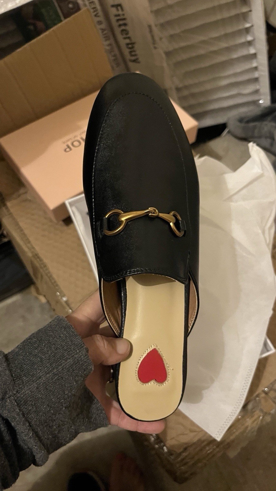Arqa Mules Almond Toe Leather Flats Slip-on. Loafers. Black. EU 38/size 7