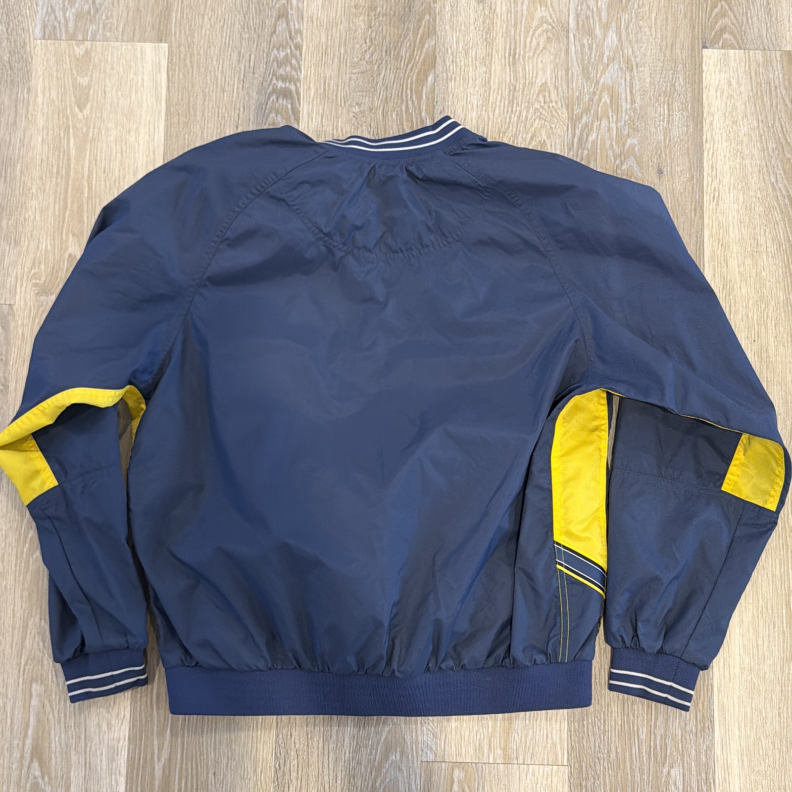 Vintage Nike Center Swoosh Windbreaker Pullover Jacket Navy And Yellow L (12-14)