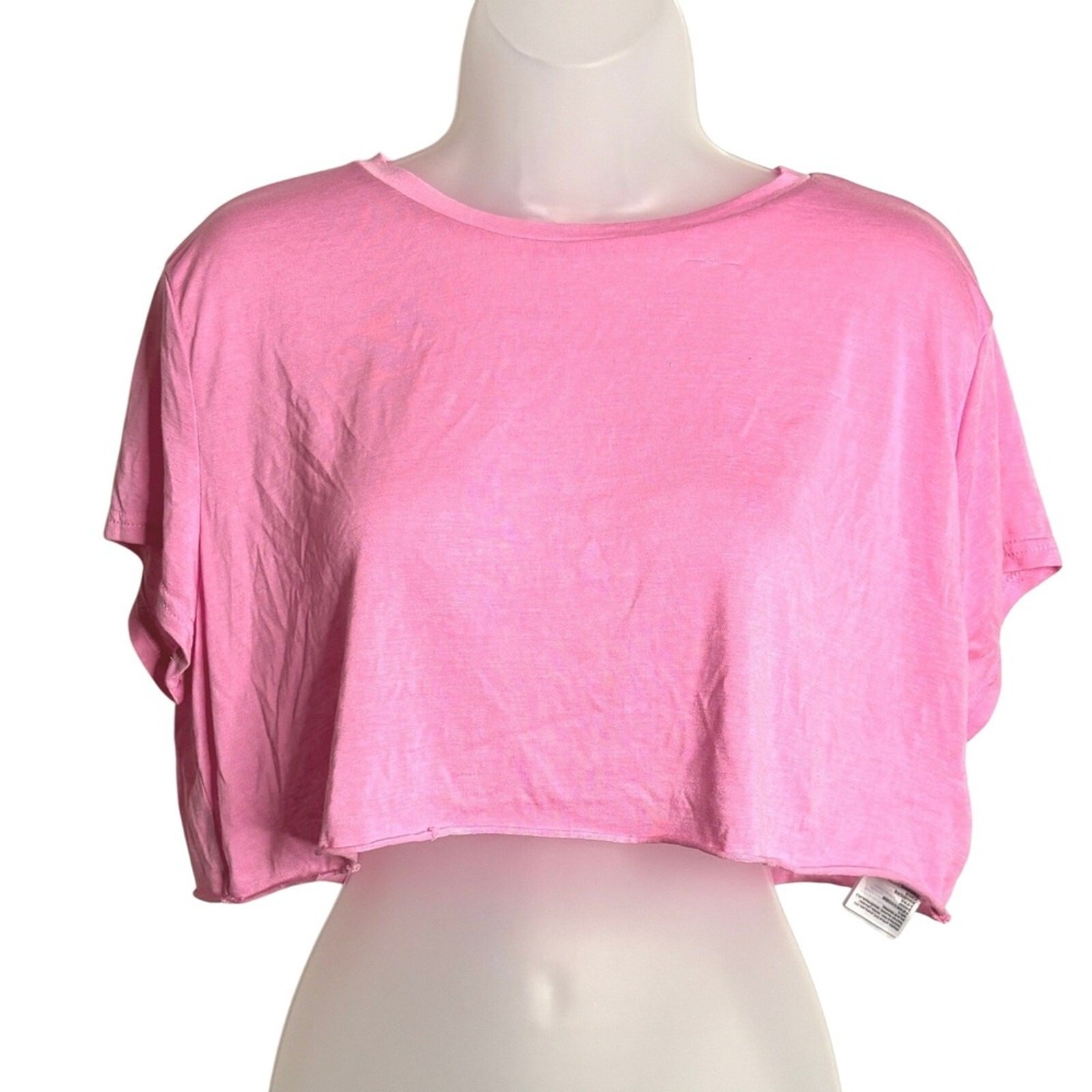 Edikted | Pink Crop Top Short Sleeve Crew Neck Boxy Tee Womens | Size XL