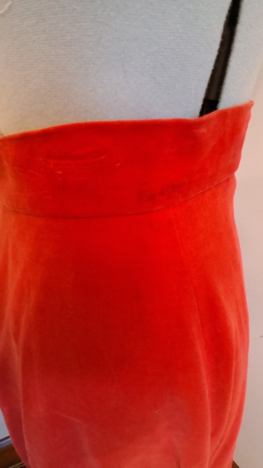 1950s Vintage Red Velvet Half Circle Skirt Lace Appliqué Christmas Skirt Sz S