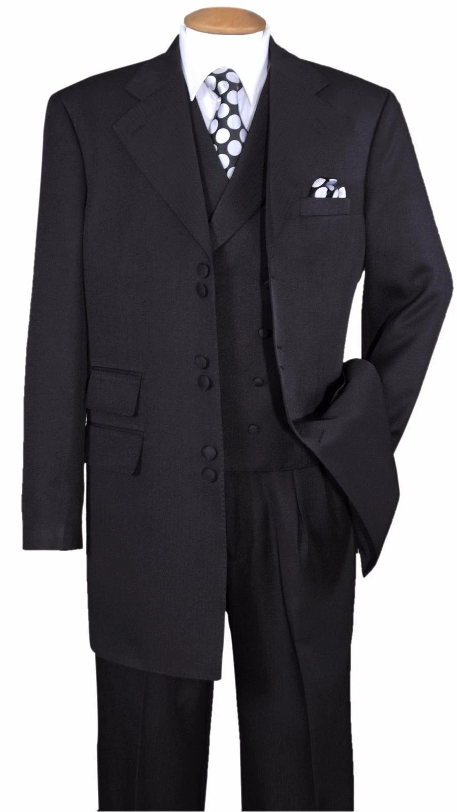 Men’s 3-PC Fashion Long Suit with Double Breasted Vest, Come with Pants& Pants